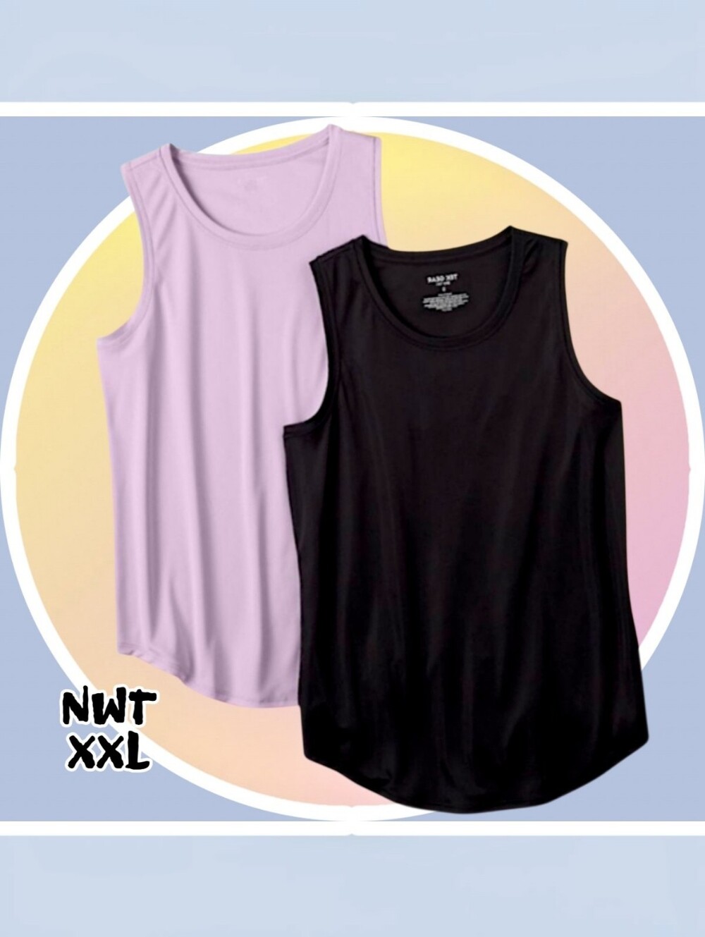 NWT Set of 2 Dry Tek Breathable Black & Lavendar Tank Tops